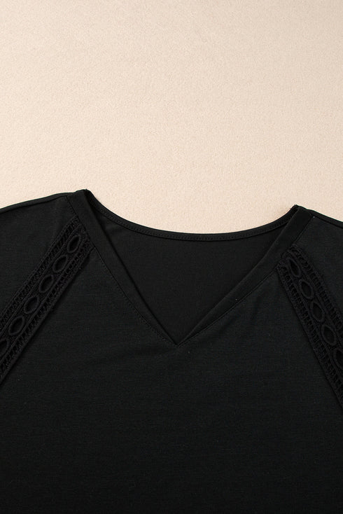 Crochet Lace Detail Oversized Tee